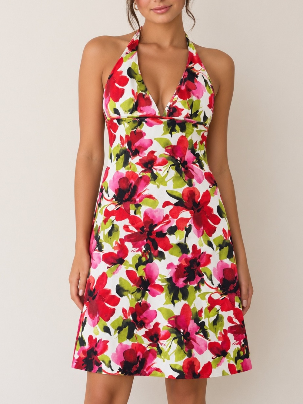 Tommy Bahama Floral Halter Dress Tropical Y2K - Size Large